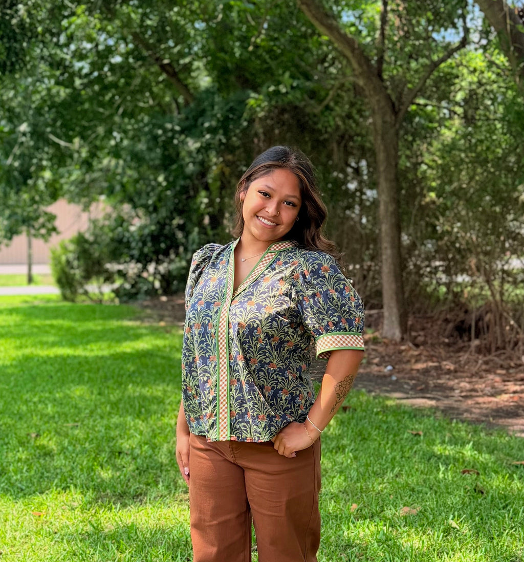 Navy Posie Top