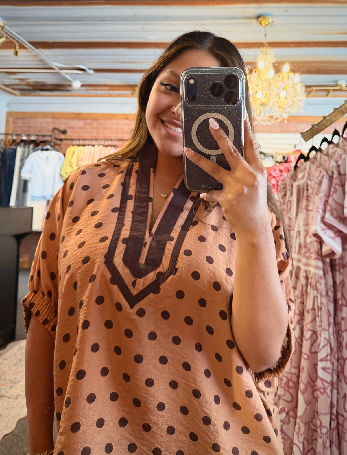 Thea Two Tone Dot Top