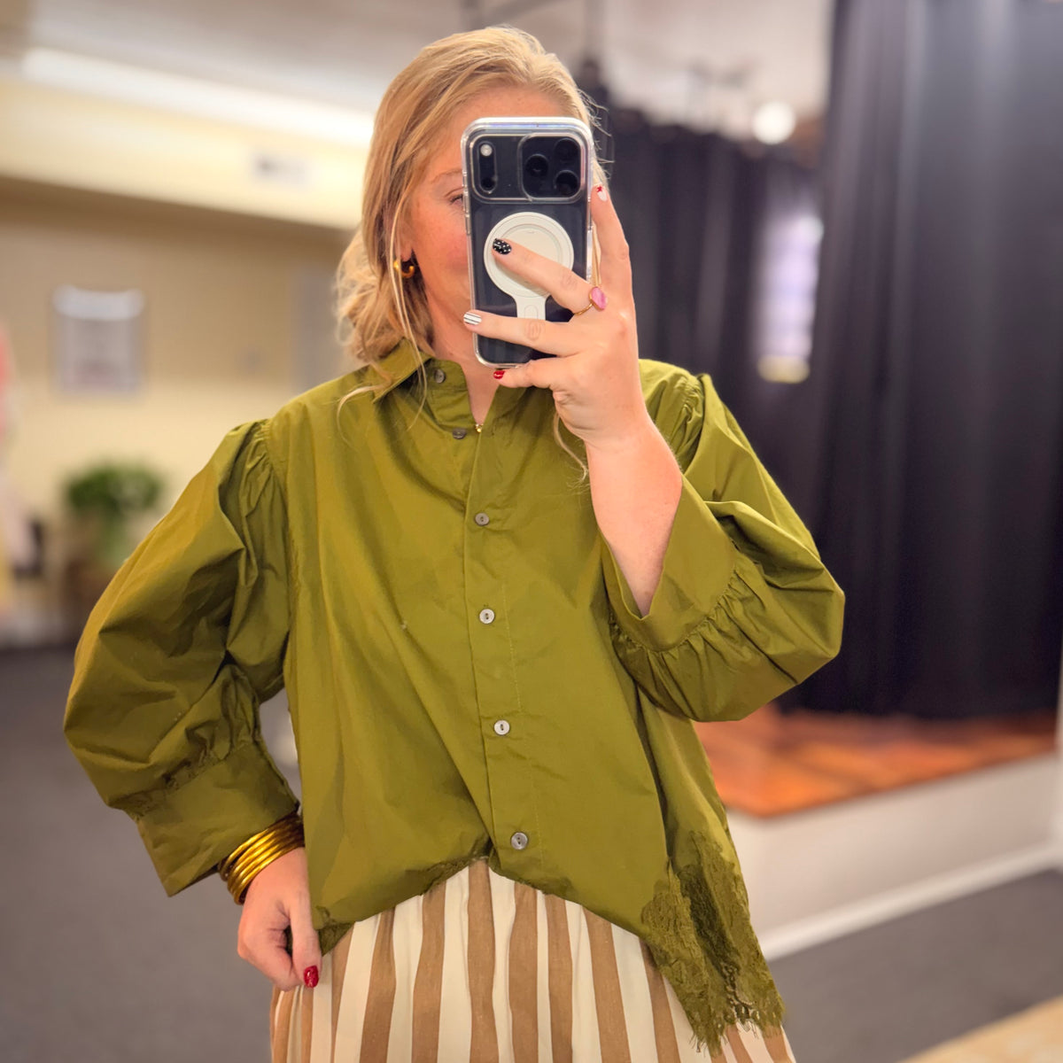 Olive Martini Lace Top