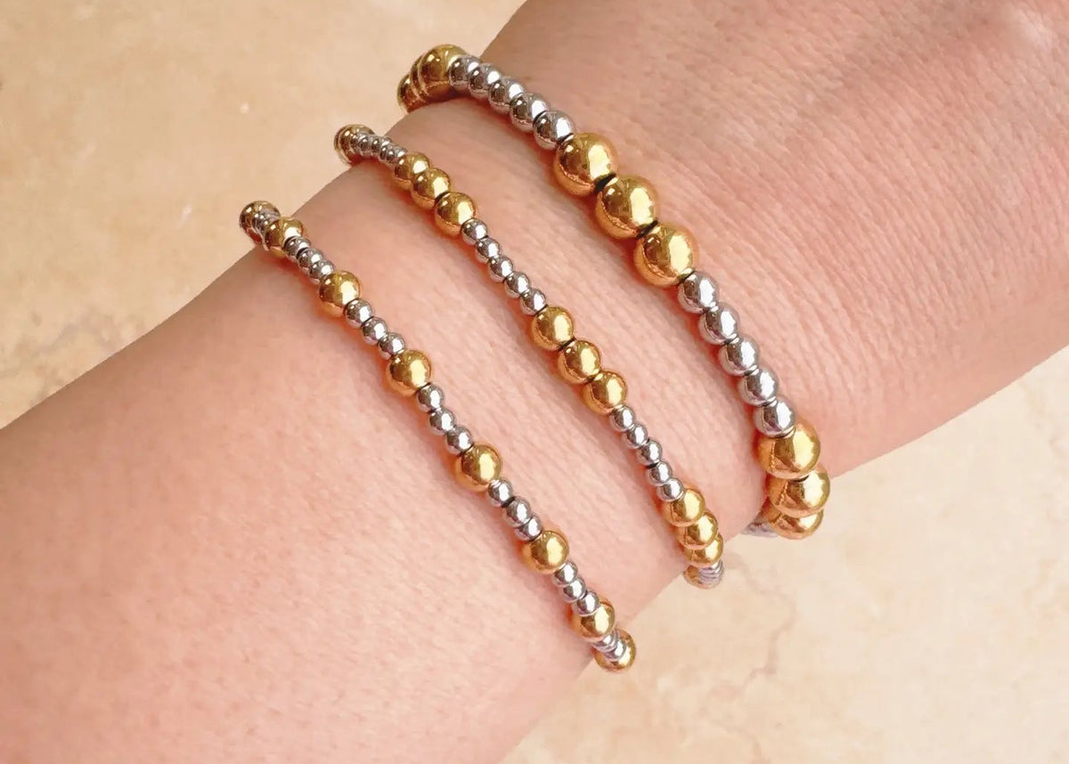 Two Tone Stretch Bracelet - Three Pack