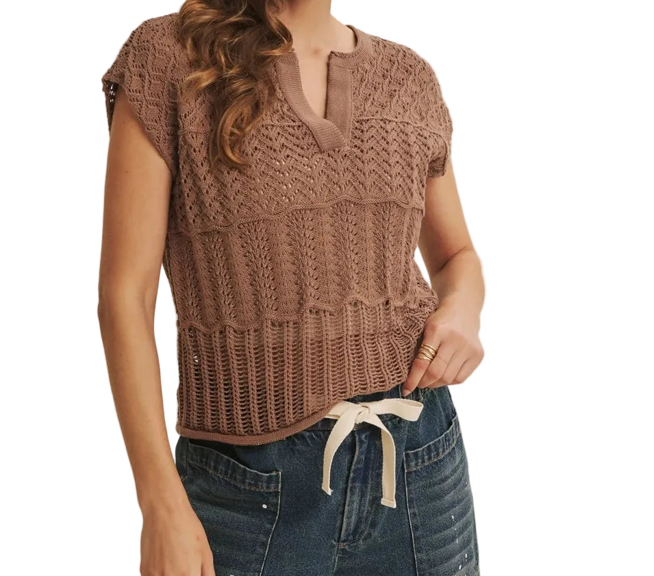Bella Crocheted Brown Top