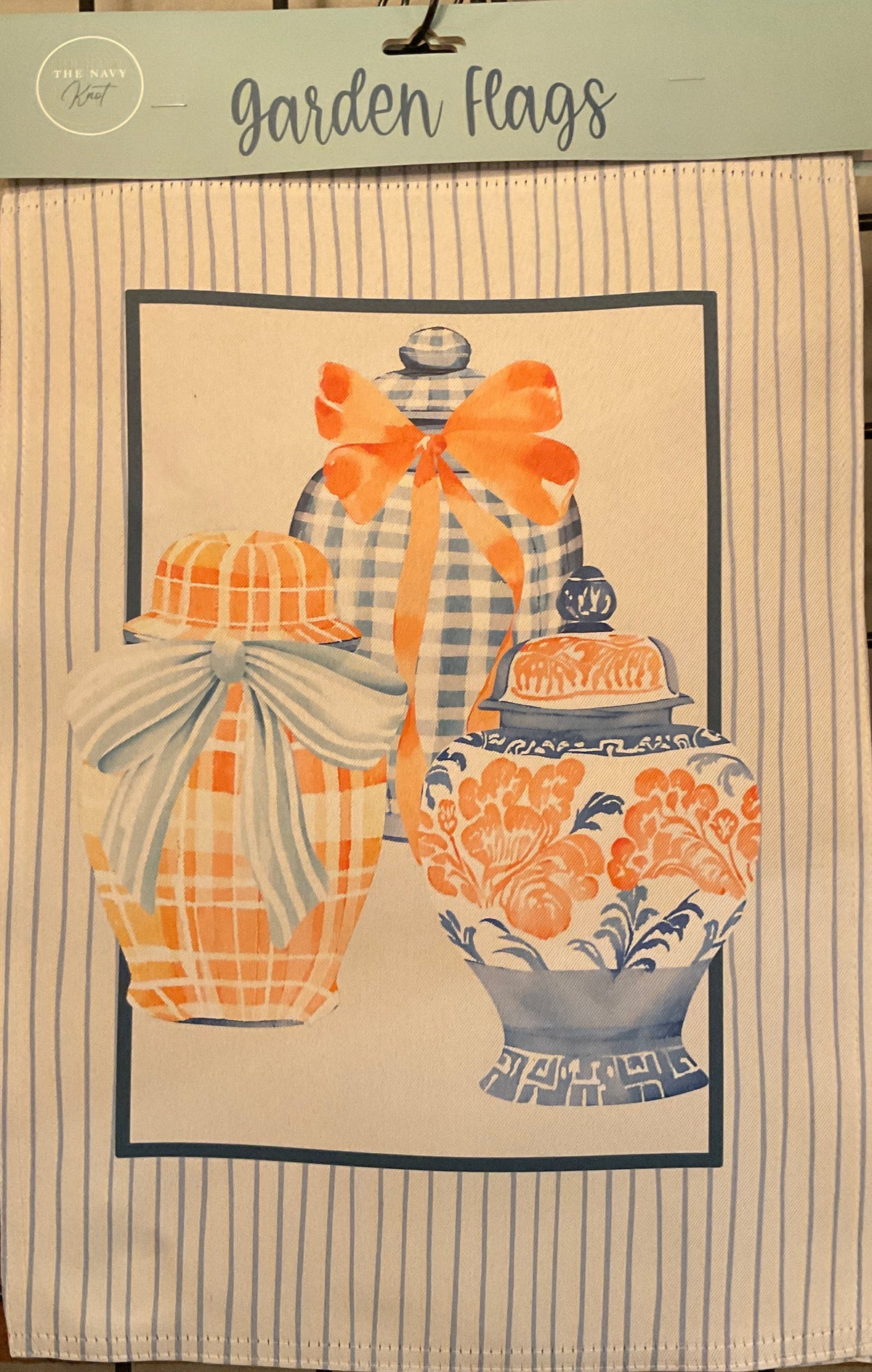 Orange + Blue Jar Garden Flag