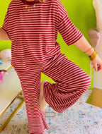 Honey Pepper Burgundy Stripe Pant Set