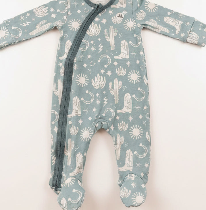Wild West Blue Baby Footie