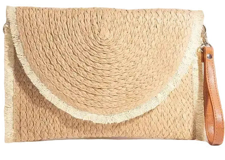 Braided Round Flat Envelope Clutch Bag