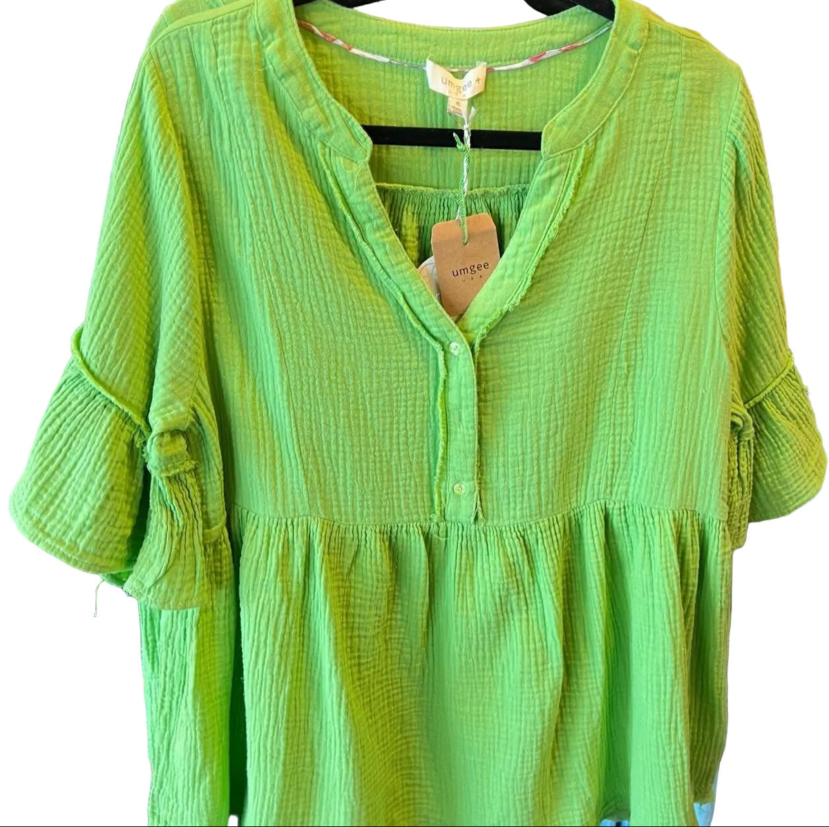 Rachel Ruffle Green Top