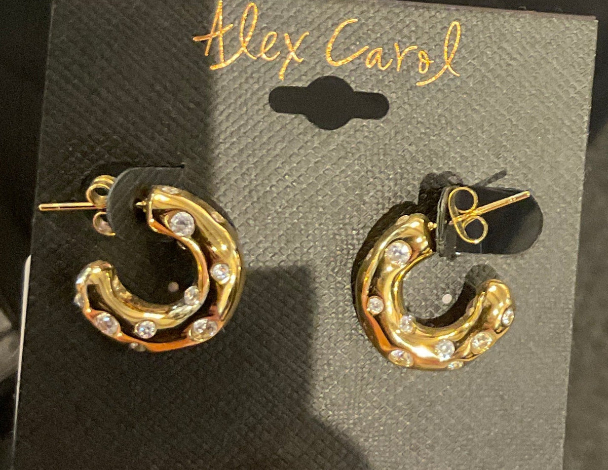Alex Carol Diamond Mini Gold Hoops