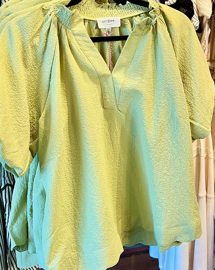 Sage Scallop Hem Top