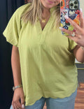 Sage Scallop Hem Top
