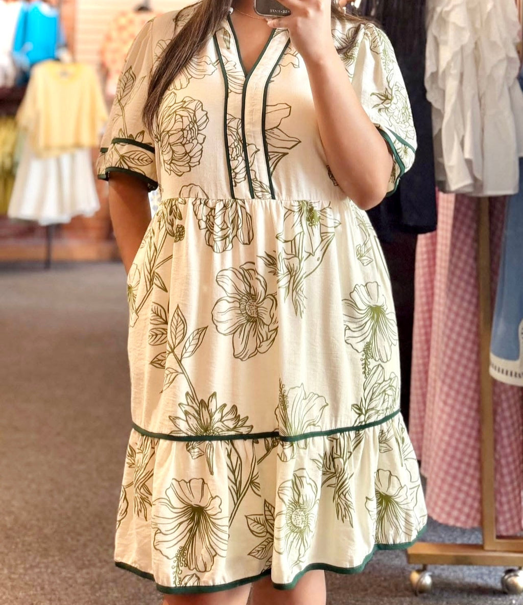 Elizabeth Green Tiered Short Dress