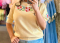 Betty Knit Floral Scalloped Top