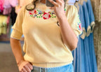 Betty Knit Floral Scalloped Top