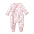 Floral Baby Zipper Romper Dusty Pink Ruffles