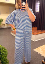 Honey Pepper Blue Stripe Pant Set