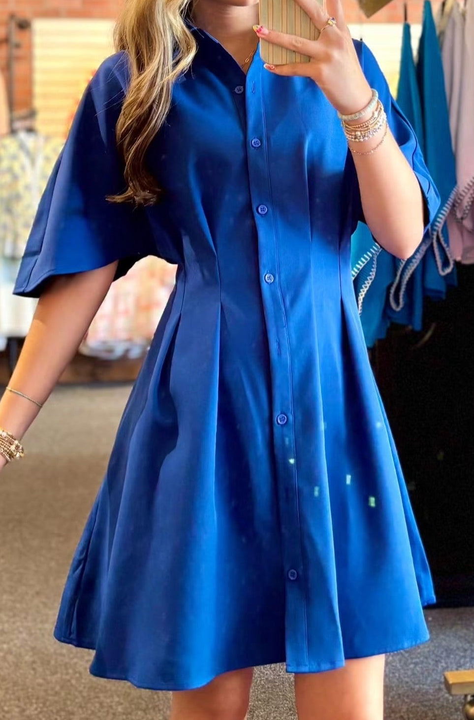 Megan Blue Synched Waist Dress