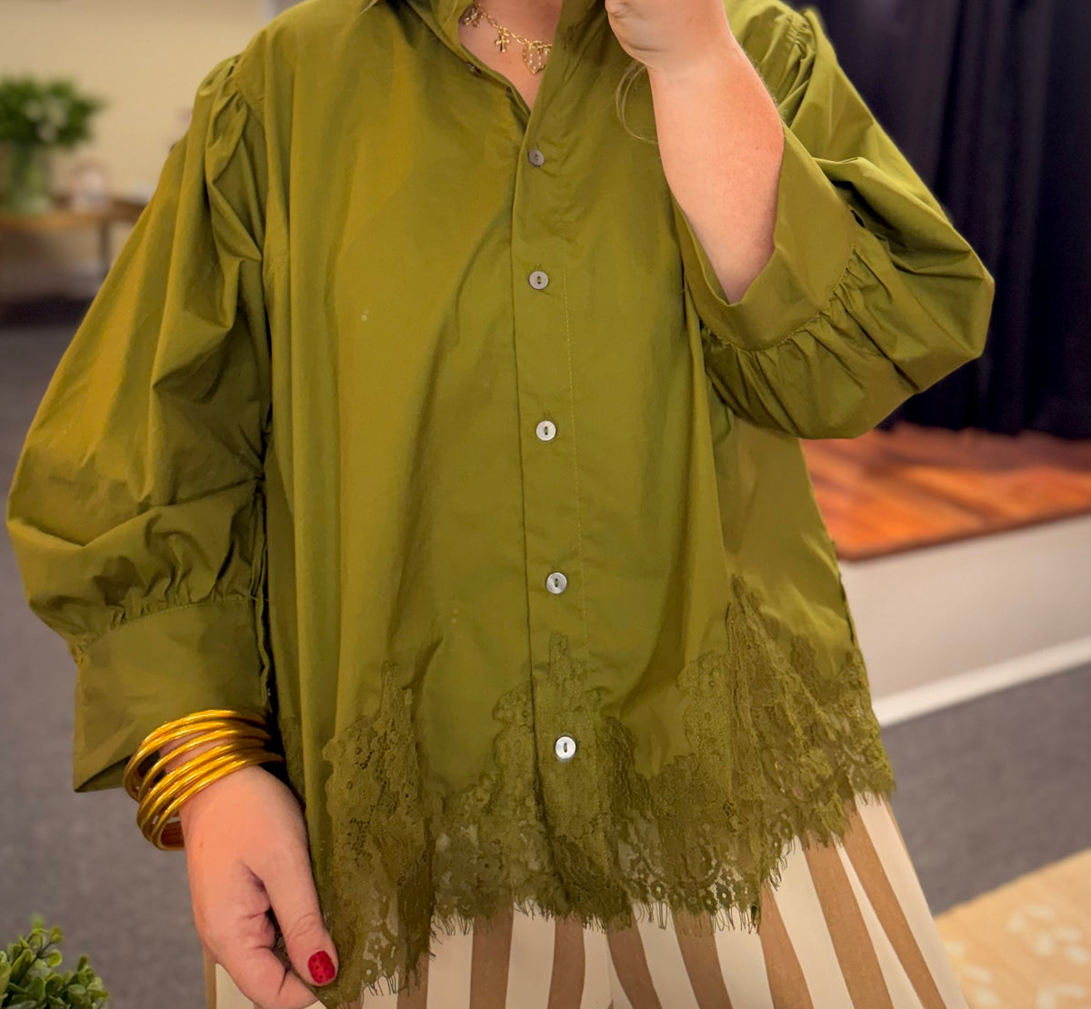 Olive Martini Lace Top