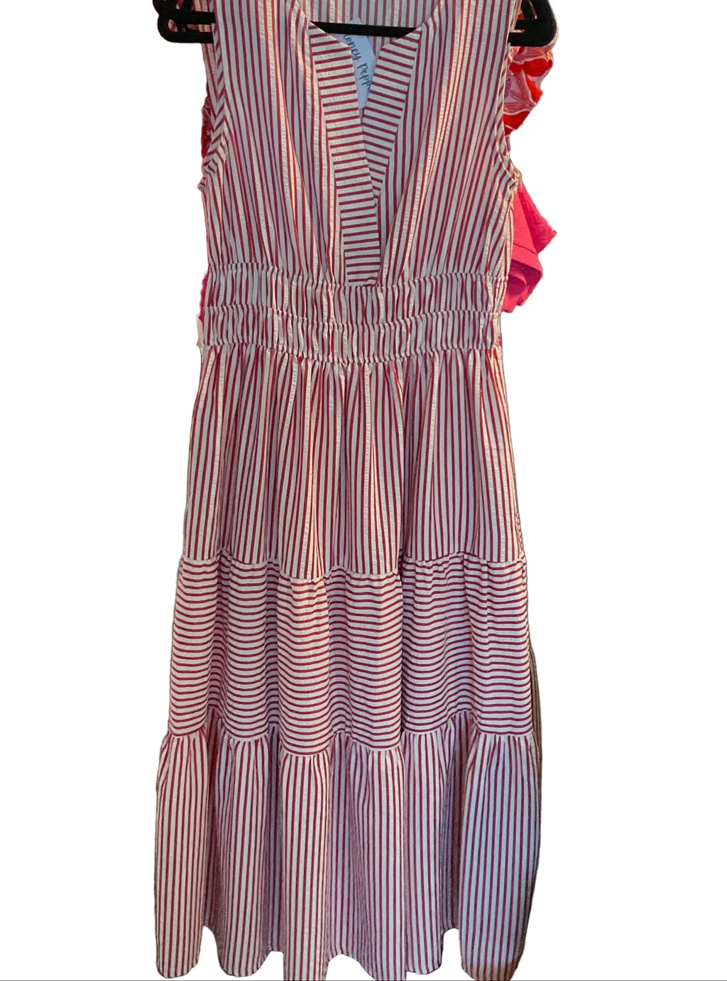 Grace Red Stripe Seersucker Midi