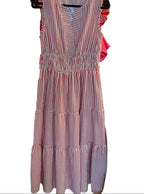 Grace Red Stripe Seersucker Midi