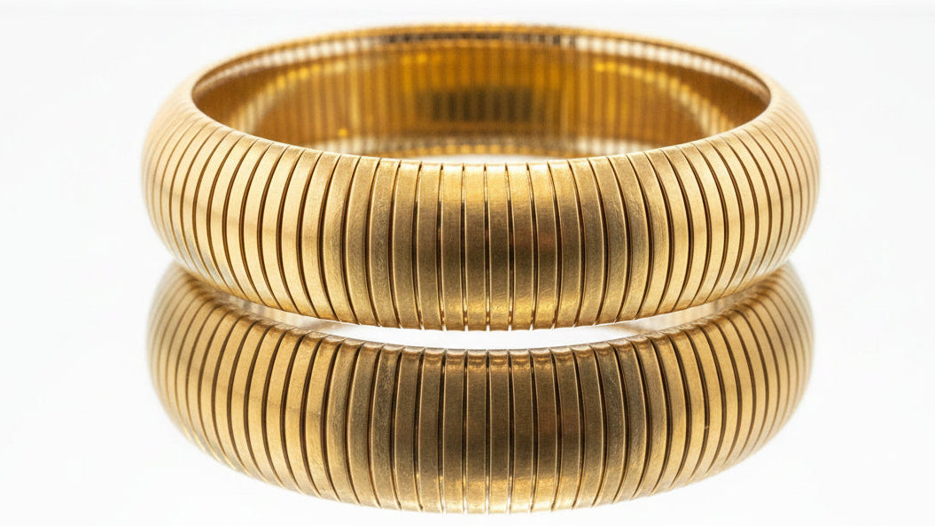 Large Gold Watchband Bangle