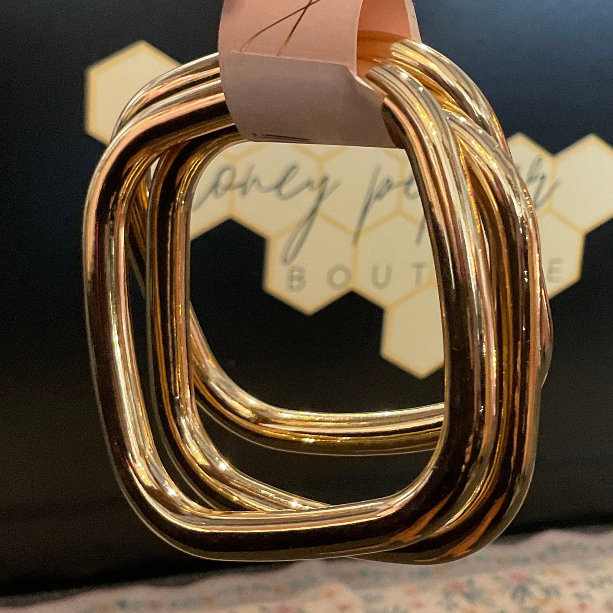 Gold Square Bangle Set