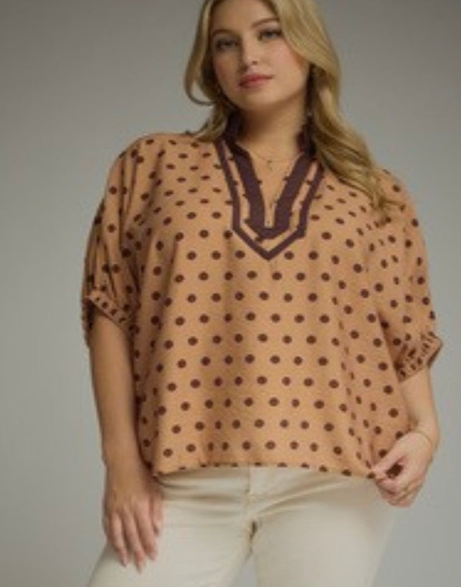 Thea Two Tone Dot Top
