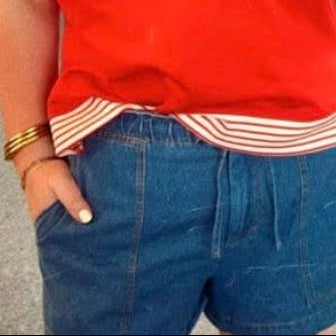 Shelby Red Collar Stripe Accent Top