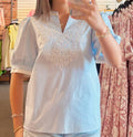Sydney Light Blue Embroidered Top