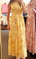 Morgan Sleeveless Yellow Floral Midi