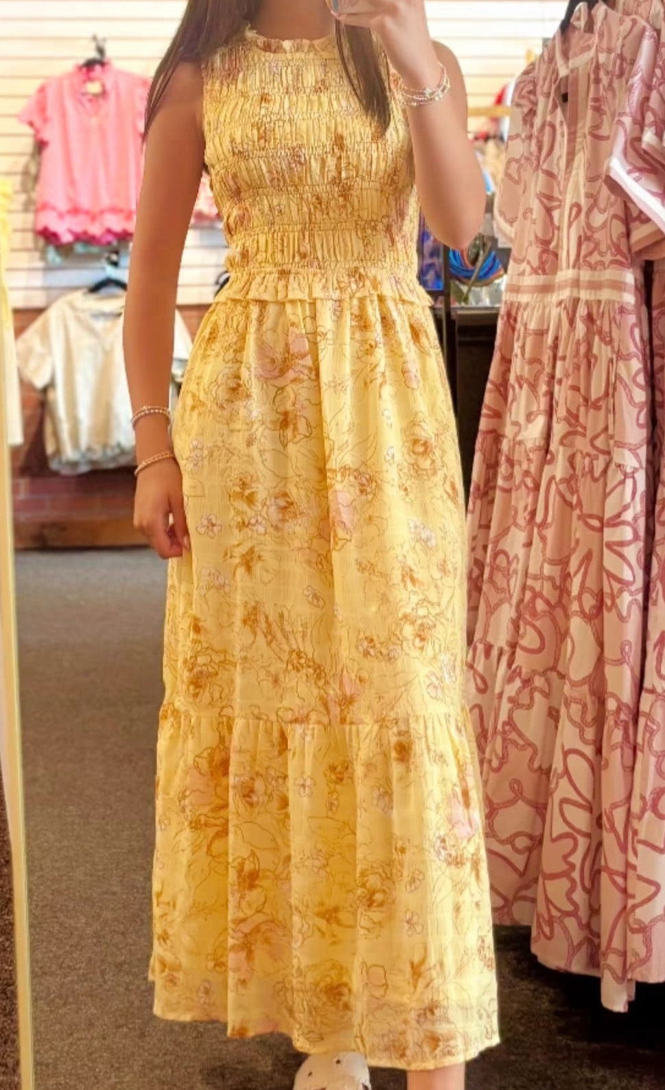 Morgan Sleeveless Yellow Floral Midi