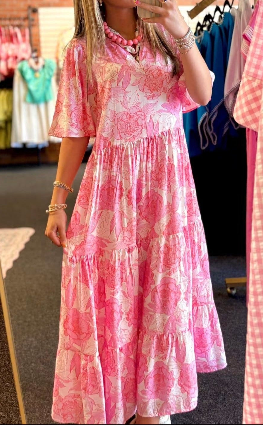 Aurora Pink Floral Midi