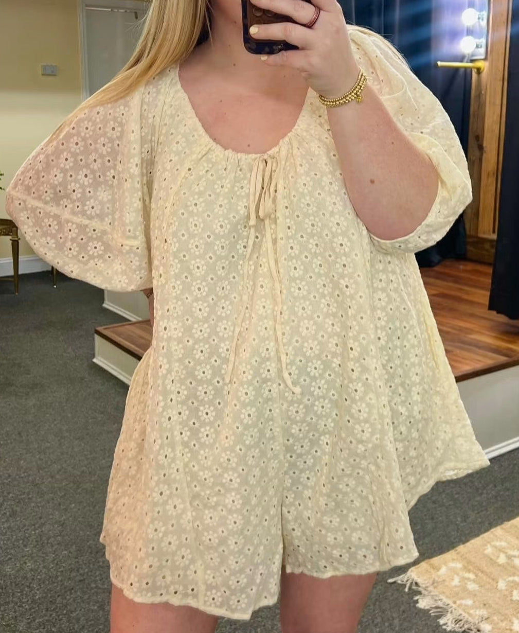 Bailey Eyelet Babydoll Romper