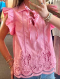Brynlee Pink Scallop Lace Hem Top