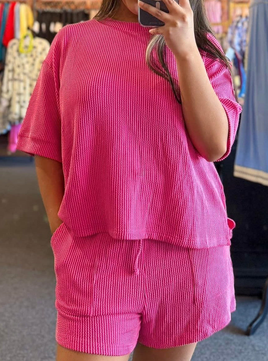Scarlett Pink Ribbed Set