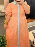 Debbie Orange Stripe Midi