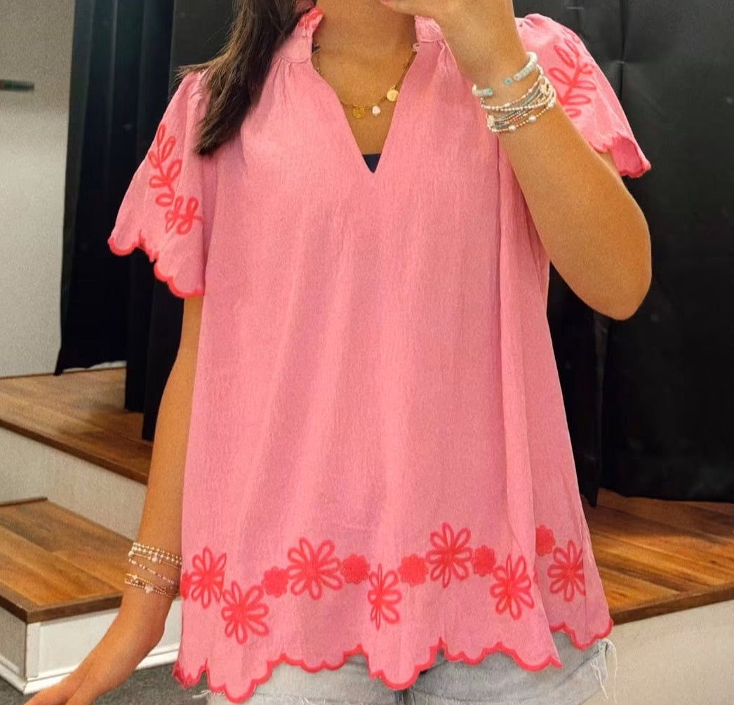 Stacy Floral Embroidered Top