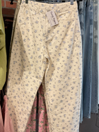 Blue Floral Ivory Barrel Jeans