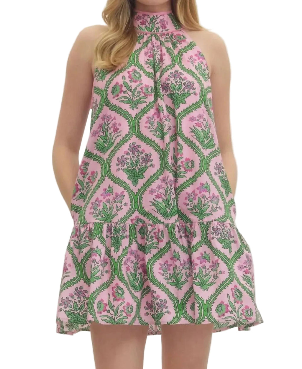 Paisley Pink Garden Halter Dress