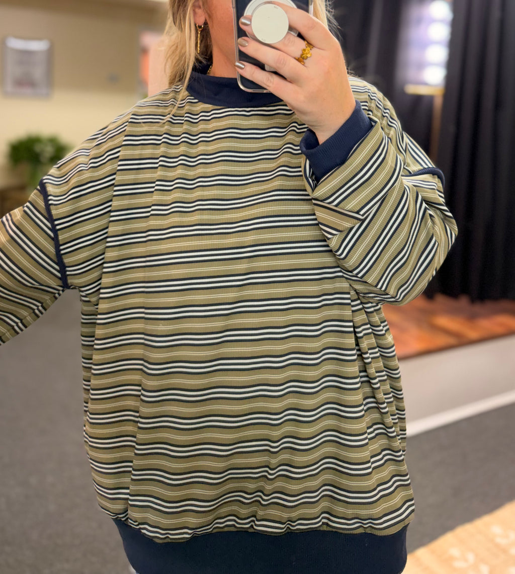 Contrast Ribbed Mock Neck