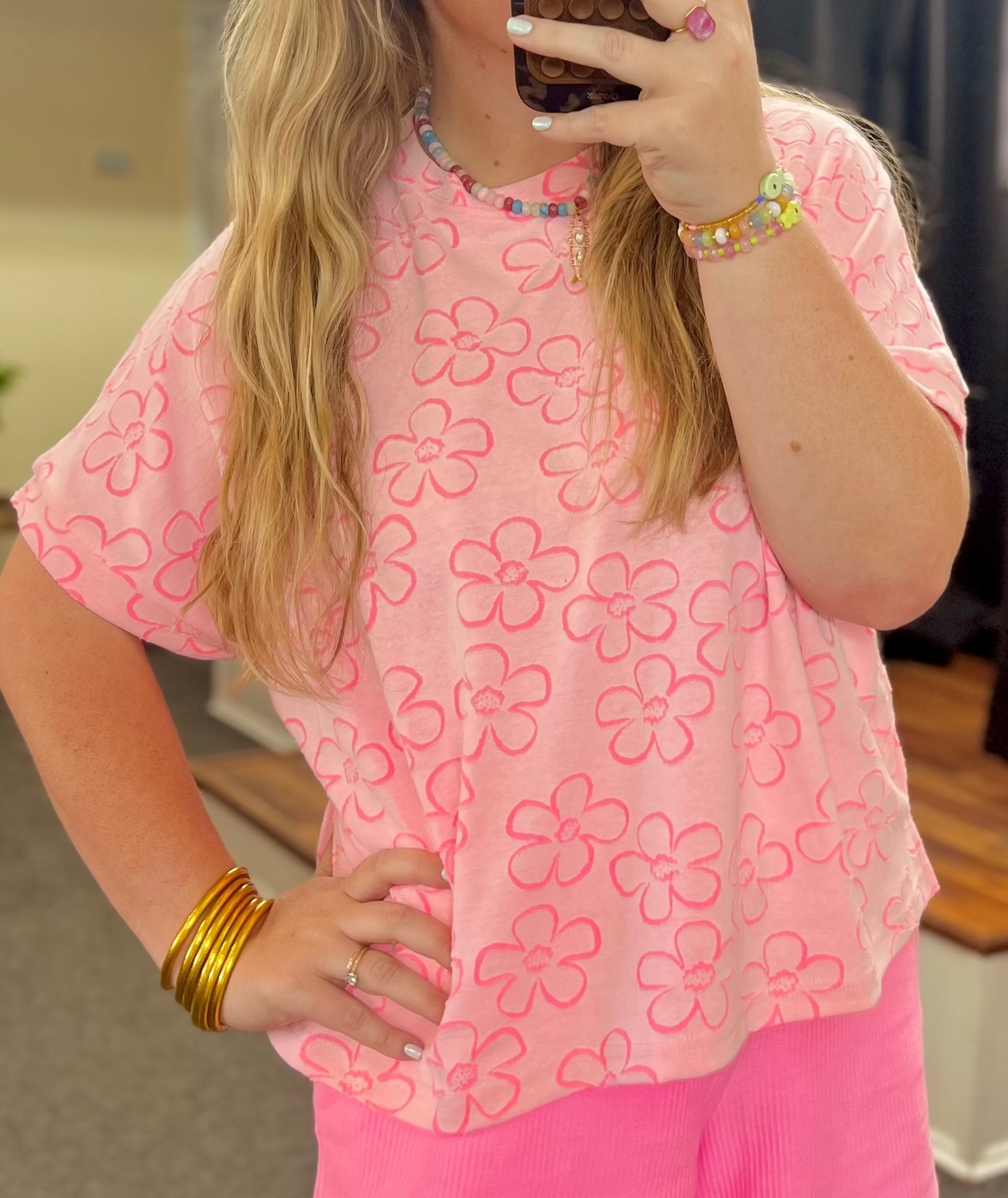 Hailey Pink Flower Top