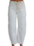 Risen White Barrel Jeans