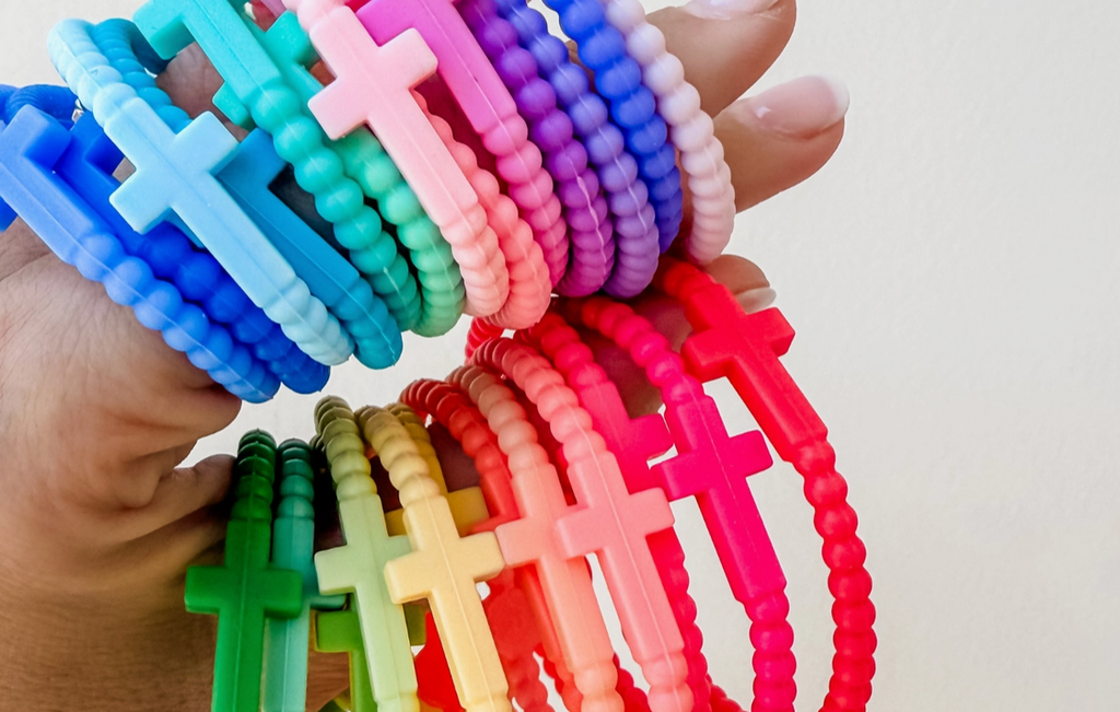 Rubber Cross Jesus Bracelet