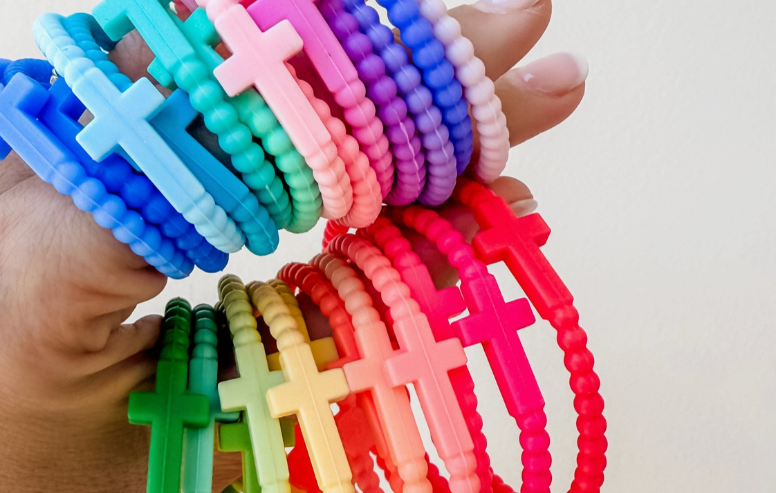 Rubber Cross Jesus Bracelet