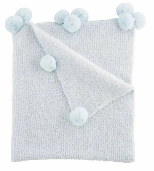 MudPie | Chenille Blue Baby Blanket