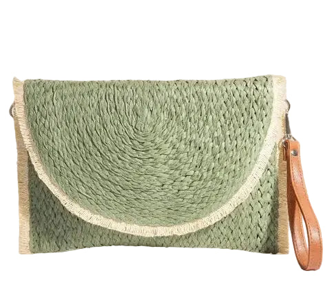 Braided Round Flat Envelope Clutch Bag