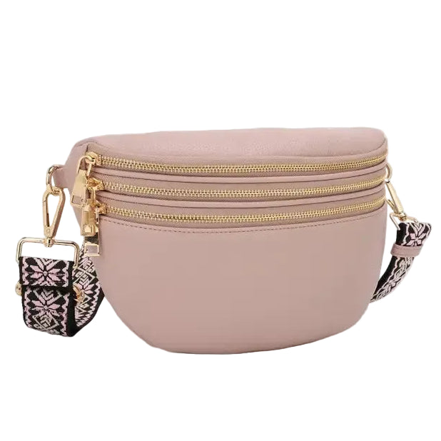 Ana Pink Crossbody Printed Strap