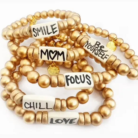Audra Style Gold Affirmation Beaded Bracelet