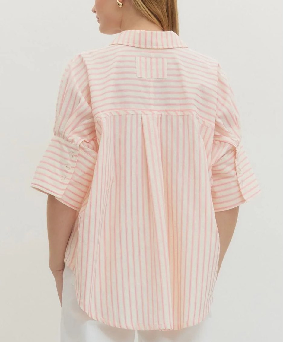 Greta Peach Stripe Top