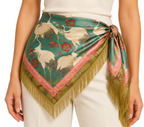 Golden Crane Fringe Scarf