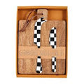 MudPie Wood Board + Check Utensil Set