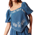 Emily Floral Embroidered Denim Top